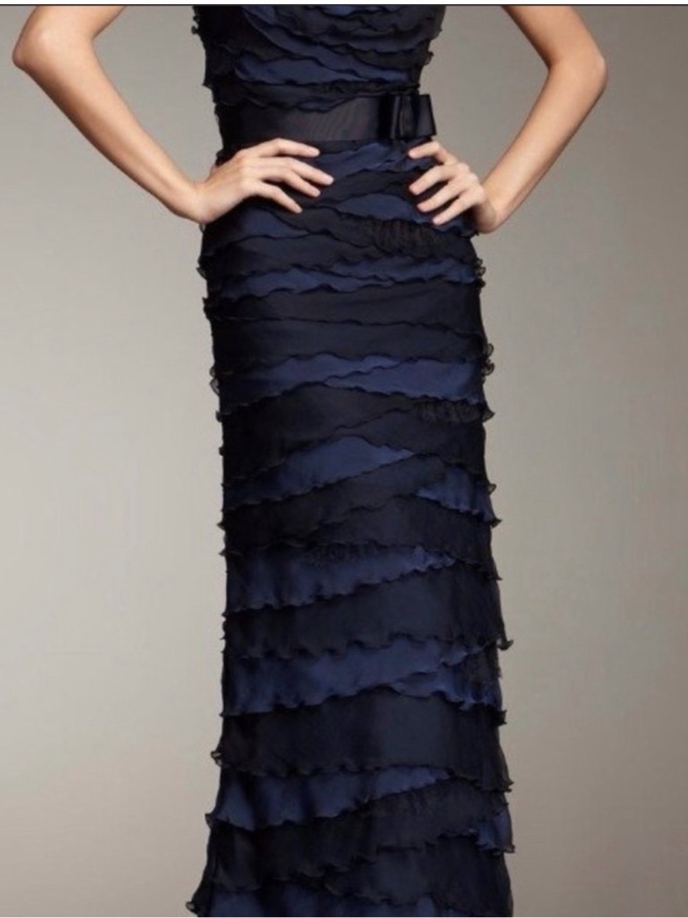 Tadashi Shoji Tiered Ruffle Gown Size 8 - Picture 2 of 8